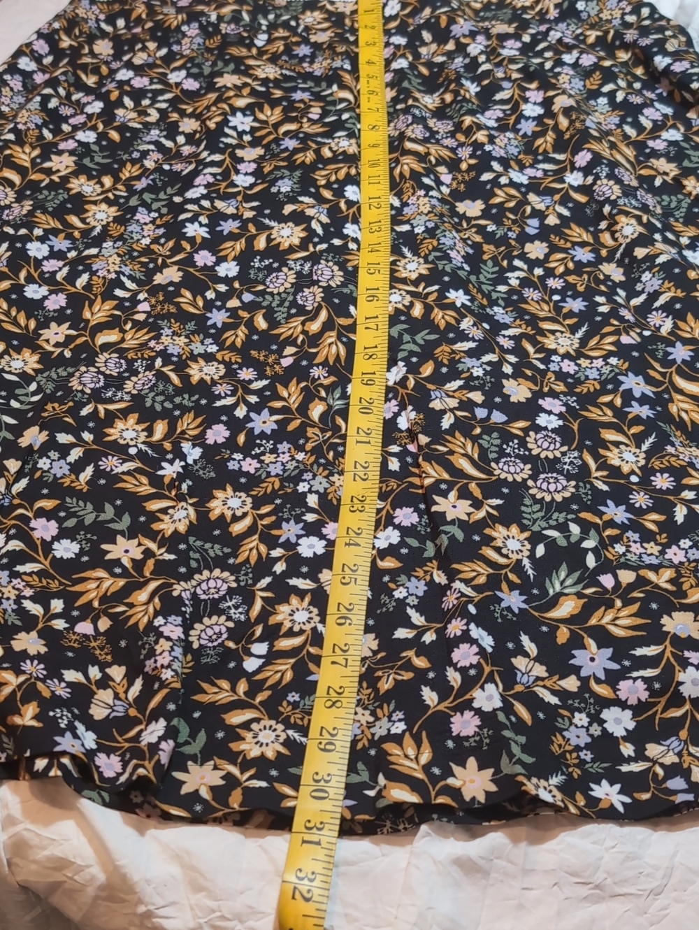 Plus Size croft & barrow Black Maxi Skirt with Mustard and Lilac Floral Print - Picture 6 of 9